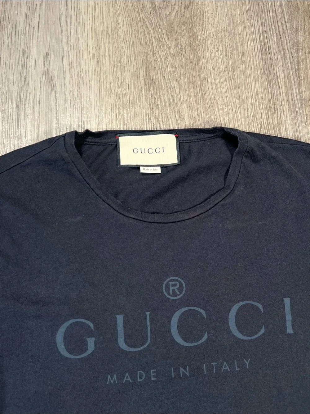 Gucci Men's Black Logo Crew Neck Short Sleeve Cotton Jersey T-Shirt Size L Italy